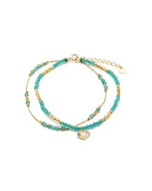 Luxenter Armband van 925 sterlingzilver en groen kristal met 18-karaats geelgoud afwerking - Talorce