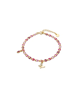 Luxenter Armband van 925 sterlingzilver en roze lak met 18-karaats geelgoud afwerking - Axelon