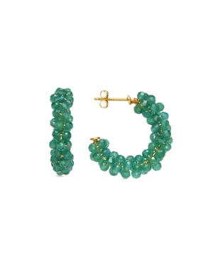 Luxenter Oorbellen van 925 sterling zilver en groene Paraiba hydrothermale kwarts met 18k geelgoud afwerking - Rariki