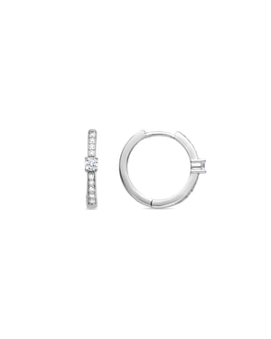 Luxenter Oorbellen van 925 sterling zilver met glanzende zirkonia, afgewerkt met rhodium - Manat