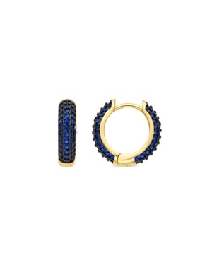 Luxenter Oorbellen met een diameter van 9 mm, 18-karaats geelgoud afwerking en zirkonia-saffier - Lesrat