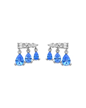 Luxenter Oorbellen van 925 sterling zilver met zirkonia en saffier, afgewerkt met rhodium - Dapak