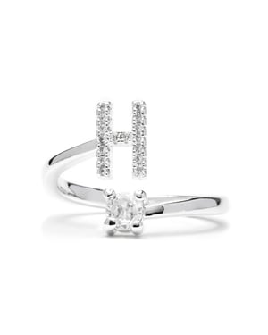 Luxenter Ring met glanzende zirkonia, zilveren afwerking - Alphabet