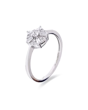 Luxenter Ring van 925 sterling zilver met glanzende zirkonia en rhodiumafwerking - Umya