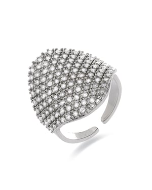 Luxenter Ring met glanzende zirkonia, afwerking in rhodium - Idoi