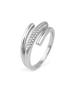 Luxenter Ring met schitterende zirkonia, afgewerkt met rhodium - Jedrac