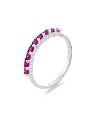 Luxenter 925 sterling zilveren ring met robijnkleurige zirkonia en rhodiumafwerking - Reiva