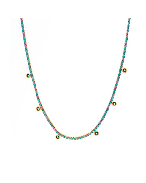 Luxenter Ketting van 925 sterling zilver en nano-turkoois met 18-karaats geelgouden afwerking - Nejad
