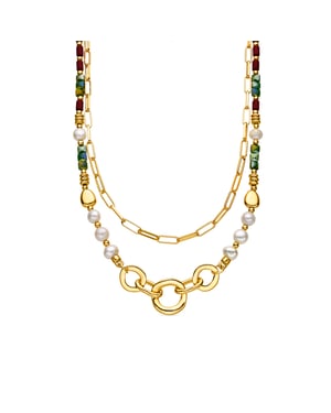 Luxenter Ketting met witte parel, 18-karaats goudkleurig - Kany