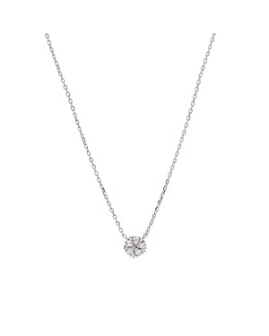 Luxenter 925 sterling zilveren ketting met glanzende zirkonia, afwerking in rhodium - Ashee