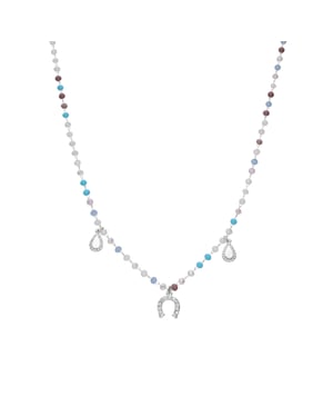 Luxenter Muince Airgid Steirling 925 agus Zirconia Uisce-gorm le bailchríoch Ródiam - Neusne