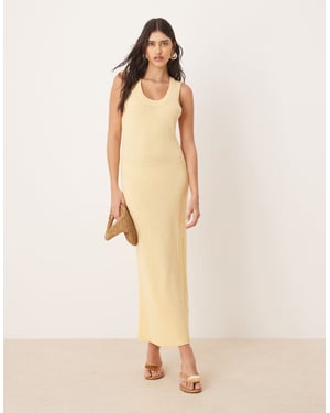 ASOS DESIGN knitted scoop neck textured midaxi dress in buttermilk