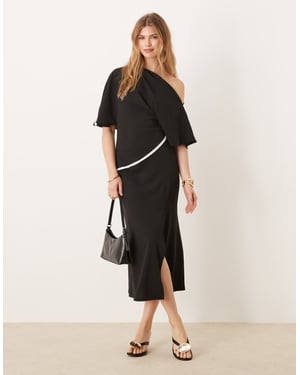 ASOS DESIGN kontrastdetalj fallande axel midi klänning