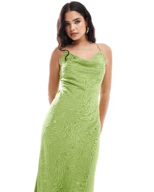 Object jacquard midi slip dress in green