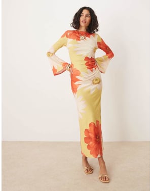 ASOS DESIGN angel sleeve midaxi dress in large floral print