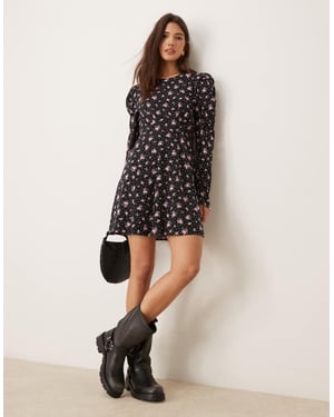 Miss Selfridge yoke-detalj mini klänning i flerfärgad tryck