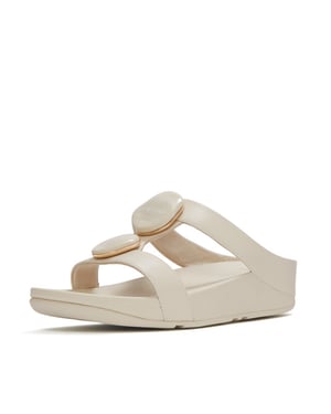 FitFlop Fino marbled-stone h-bar slides