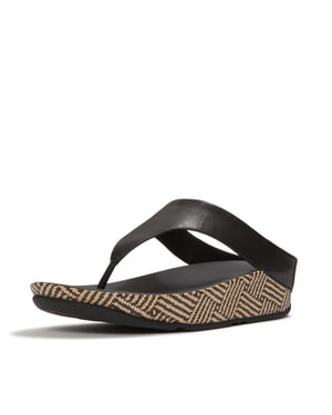 FitFlop Lulu lux graphic-weave leather cross slides
