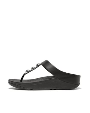 FitFlop Fino mirror-dome leather toe-post sandals