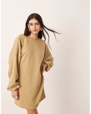 ASOS EDITION jerseyklänning med rundad hals och öppen rygg i khakigrön