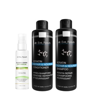 Keratin Repair & Nourish Shampoo 300 ml + Keratin Repair & Nourish Conditioner 300 ml + SLEEK & SHINE DRY HAIR OIL 60ML