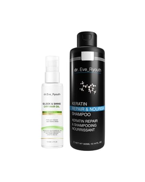 Keratin Repair & Nourish Shampoo 300 ml + SLEEK & SHINE TORRHÅRLJUS 60 ML