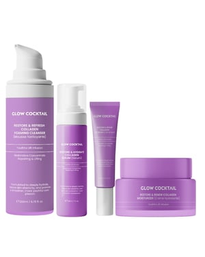Återställ & Förnya Kollagenfuktkräm 50ml + Återställ & Återfukta Kollagenserum 30ml + Återställ & Revitalisera Kollagenögonkräm 15ml + Återställ & Fräscha upp Kollagen Skumrengöring 200ml