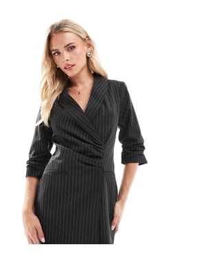 Miss Selfridge blazer dress with ruched detail in pinstripe