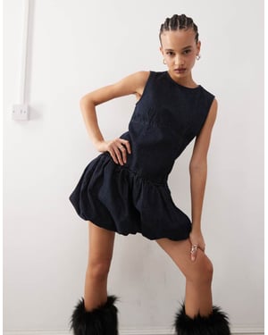 COLLUSION denim puffball dress in indigo wash