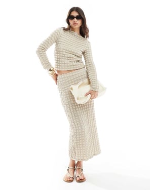 Vero Moda texturerad midijurkekoord i beige