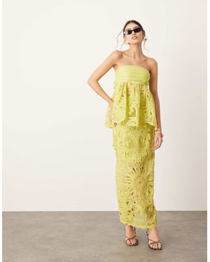 ASOS EDITION blommig cornelli kolumn midi kjol koord i lime