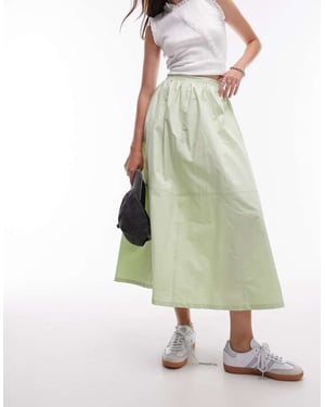 Topshop poplin midi fullkjol i lime