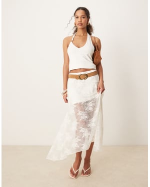 Abercrombie & Fitch lace detail flowy maxi skirt in white