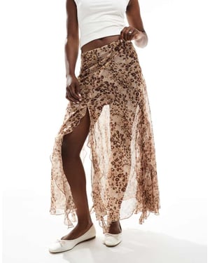 Miss Selfridge chiffong volang split maxi kjol i djurmönster