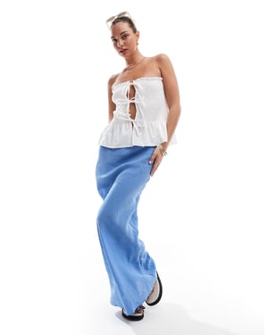 ASOS DESIGN mjuk touch sned maxikjol i blått