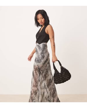ASOS DESIGN Petite sheer maxi skirt in snake print