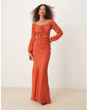 ASOS DESIGN chiffon maxi skirt co-ord in red