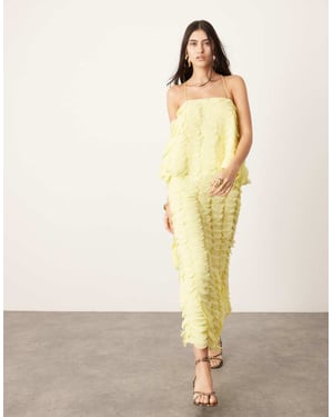 ASOS EDITION texturerad cirkelmaxikjol i citron
