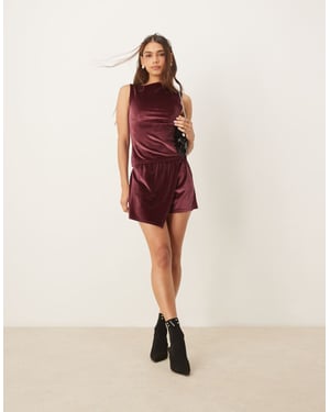 Miss Selfridge omslag över sammetskjorts i burgundröd