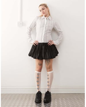 Heretic Nine shirt dress with bubble skirt in black and white
