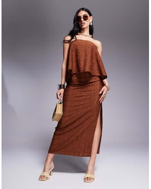 ASOS DESIGN co-ord crochet midaxi skirt with side split detail in chocolate