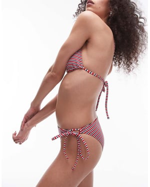 Topshop bikiniunderdel med knytningar i rödrandig