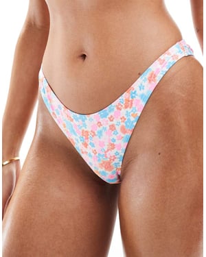 Cotton On högsides brasilian bikiniunderdel i orange blommönster