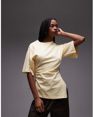 ASOS DESIGN cinched side t-shirt in lemon