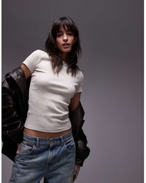 Tommy Jeans badge rib t-shirt in off white