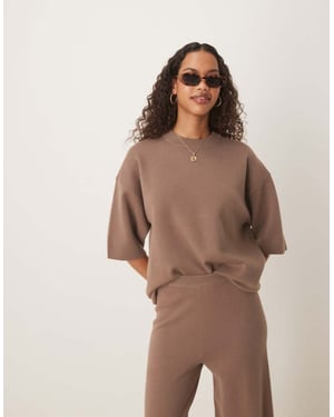 ASOS DESIGN structured knit t shirt in mocha