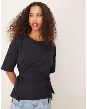 ASOS DESIGN oversized t shirt with tie detail in navy