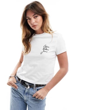 Calvin Klein Jeans script logo baby t-shirt in white