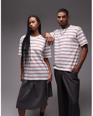 Dickies lewistown striped t-shirt in off white and red