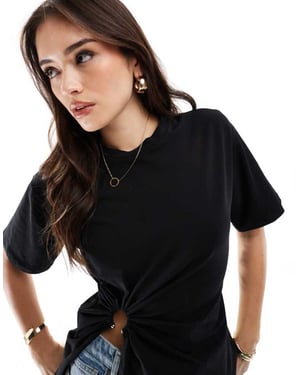 ONLY ring detail ruched t-shirt in black